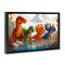 Stupell Industries Four Dinos By The Pond Floating Frame, design by Wumples